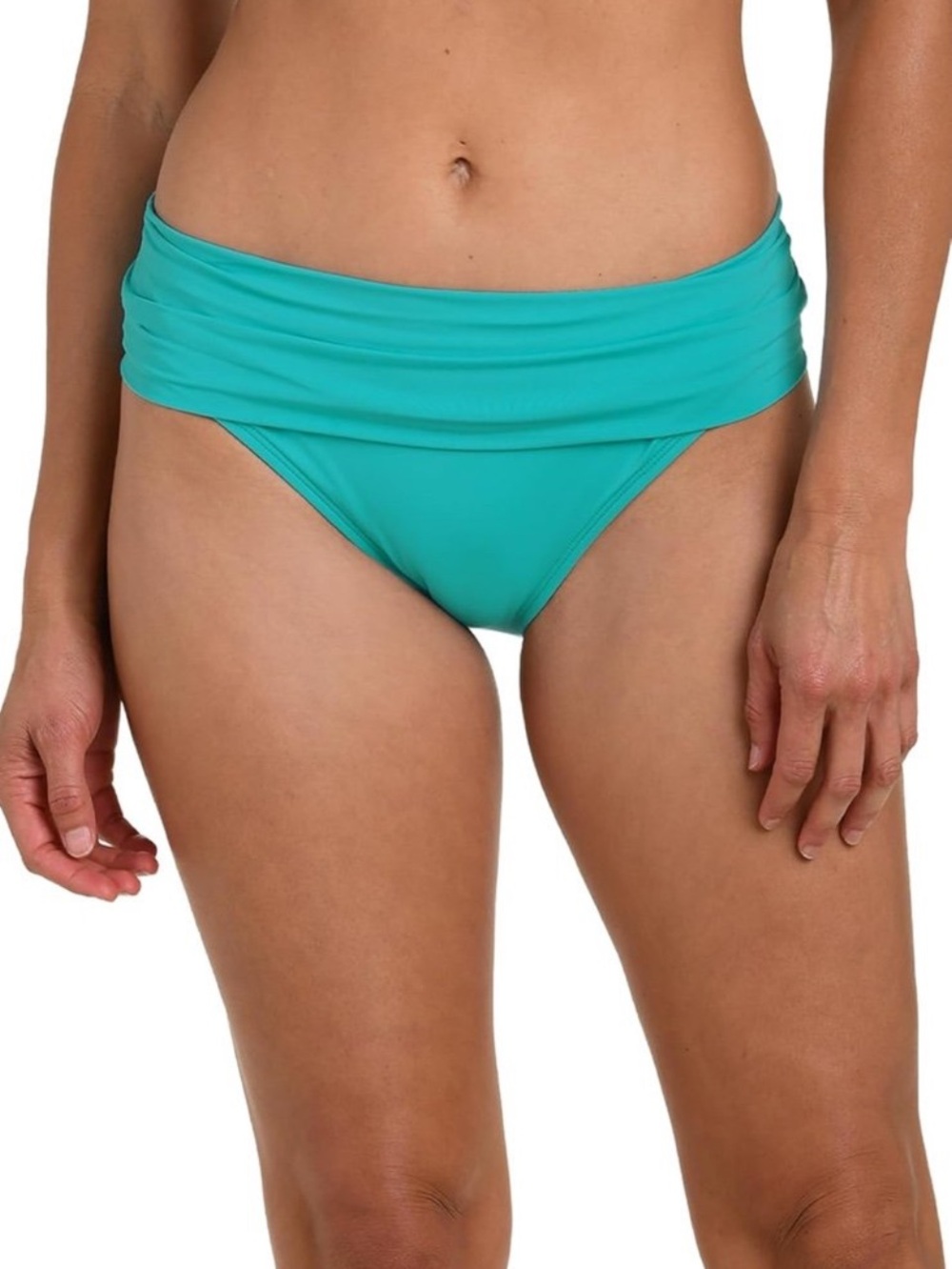 La Blanca Island Goddess Shirred Band Hipster Bikini Bottom Aqua NWT size 4